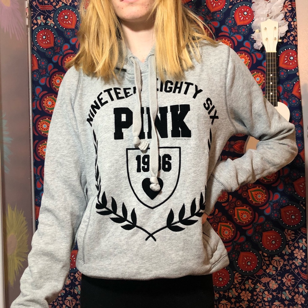 Grey Pink Hoodie